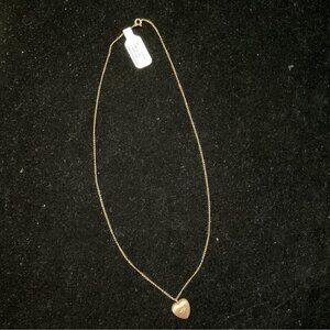 Vintage 16” 14K Gold Chain and Heart Pendant Satin Finish Etched Star 1.27 Grams
